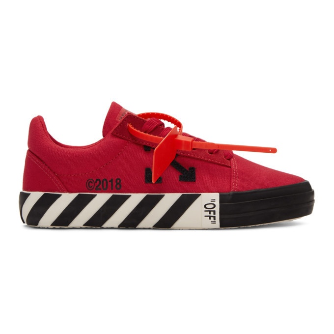 Photo: Off-White Red Striped Vulcanized Sneakers