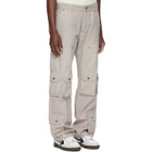 Off-White Gray Garment-Dyed Multi-Pocket Relaxed Cargo Pants