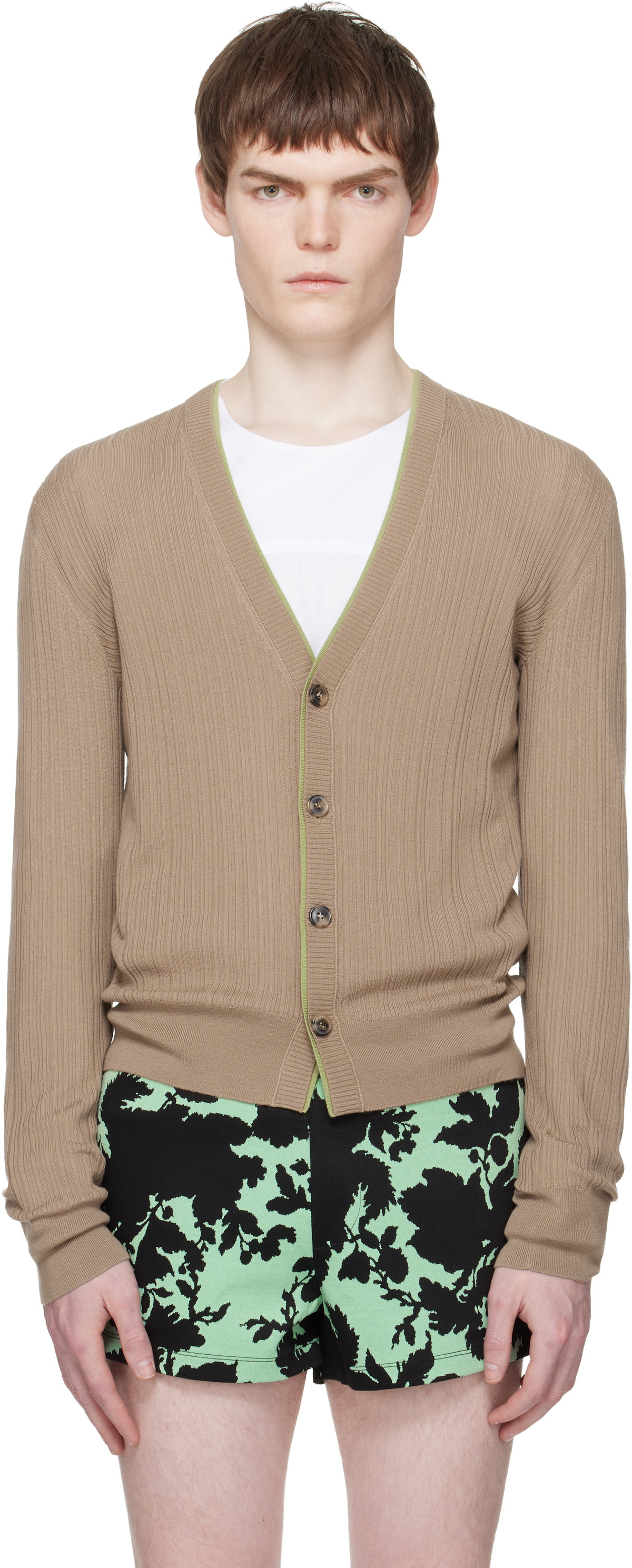 Dries Van Noten Beige Merino Wool Cardigan