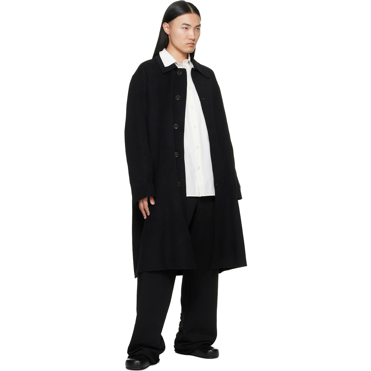 MM6 Maison Margiela Black Double-Faced Wool Coat