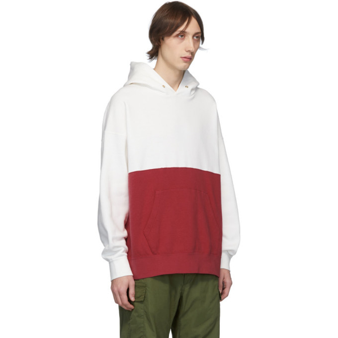 Visvim White and Red Switch Jumbo Hoodie Visvim