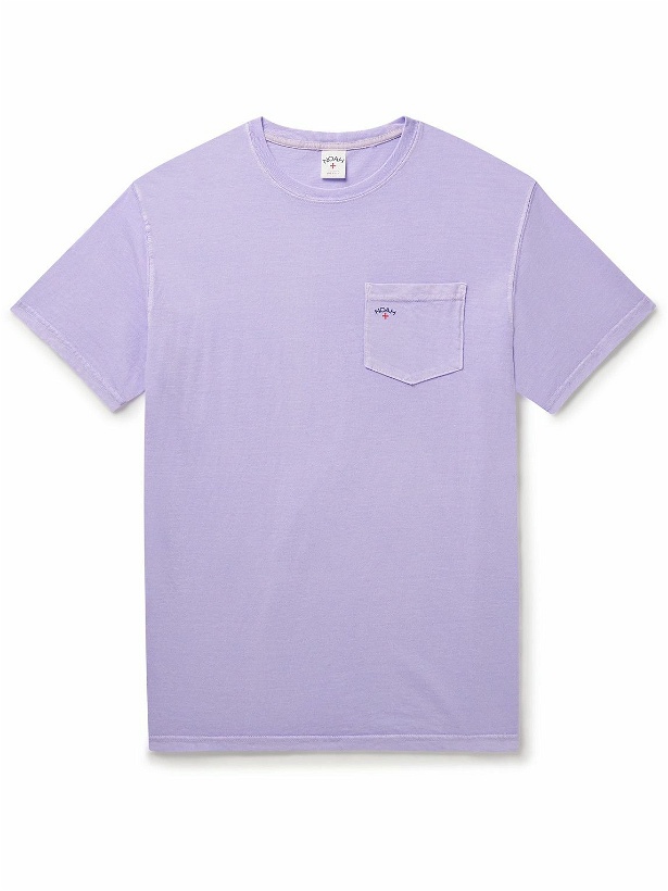 Photo: Noah - Core Logo-Print Cotton-Blend Jersey T-Shirt - Purple