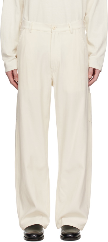 Photo: YLÈVE Off-White Viscose Cotton Painter Trousers