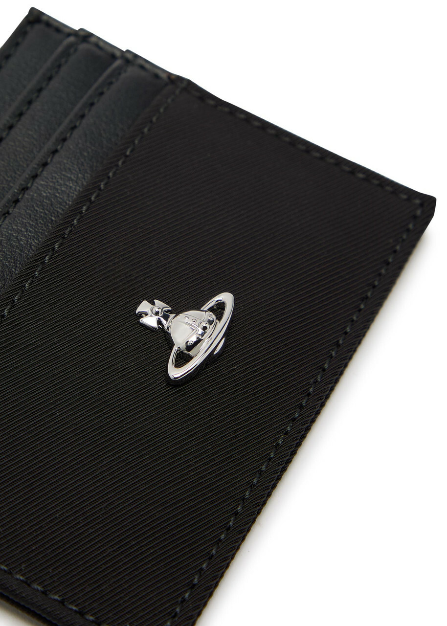 Vivienne Westwood Panelled orb Leather and Twill Card Holder - Black - One Size