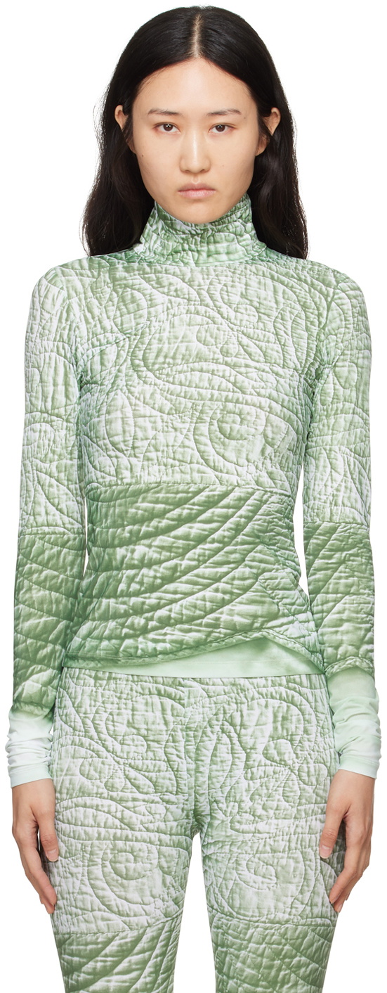 Green Trompe L'œil Turtleneck by MM6 Maison Margiela on Sale