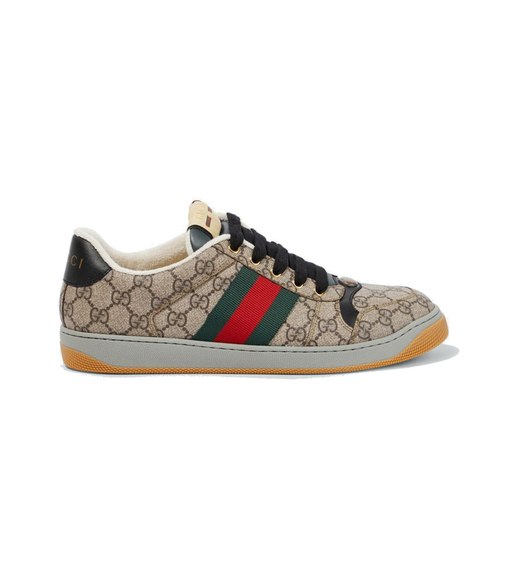 Photo: Gucci - Screener leather-trimmed GG sneakers