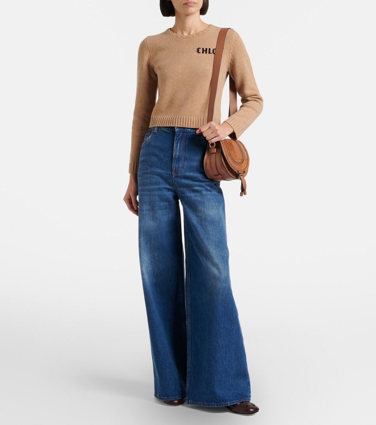 Chloé Marcie Small leather and suede crossbody bag