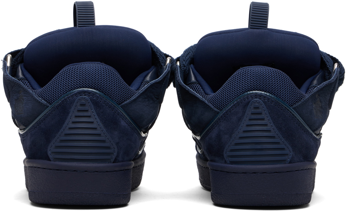 Lanvin Navy Leather Curb Sneakers