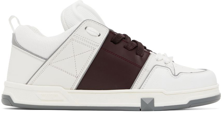 Photo: Valentino Garavani White & Burgundy Open Skate Low-Top Sneakers