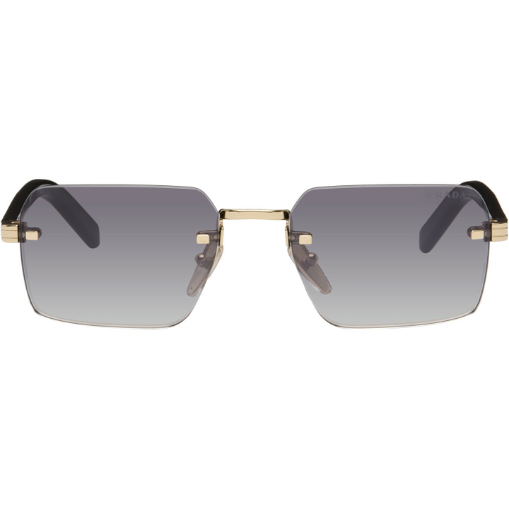 Photo: Prada Eyewear Gold Iconic Metal Plaque Sunglasses