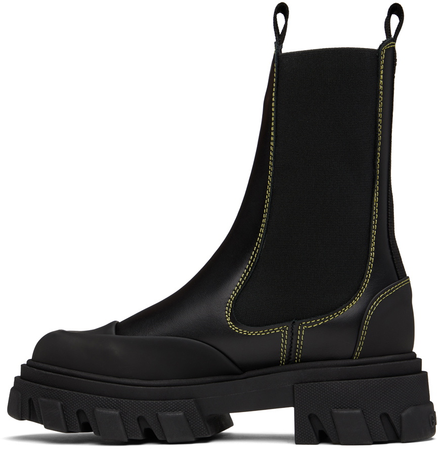 GANNI Black Leather Chelsea Boots