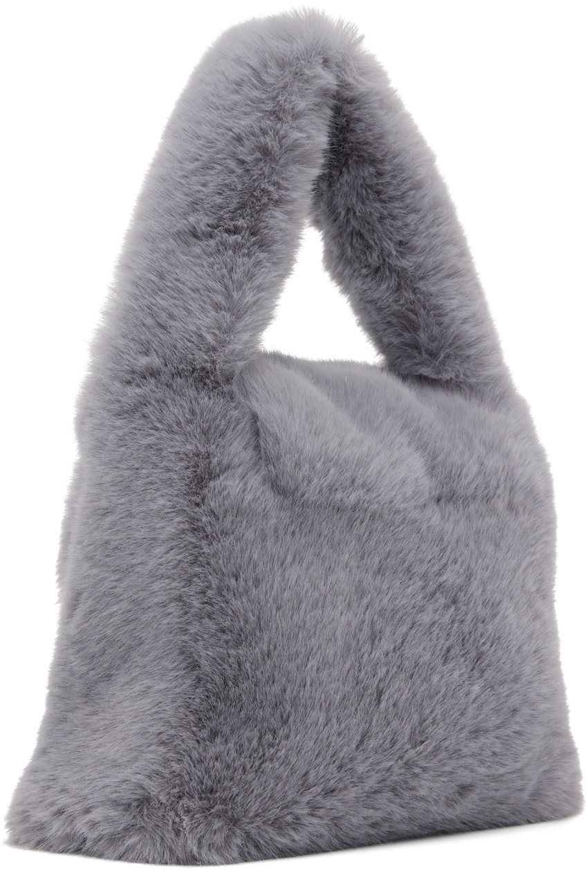 Blumarine グレー ファー ハンドバッグ Blumarine Gray Faux-Fur Bag Blumarine