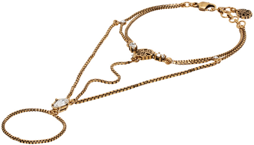 アクセサリーその他 Alexander McQueen Jewels Gold Alexander McQueen Gold Crystal Hand Jewelry Alexander McQueen