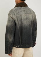 Acne Studios Washed Paint Splattered Faux Shearling Denim Jacket Black