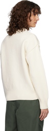 AMI Paris Off-White Wool Crewneck Ami de Coeur Sweater