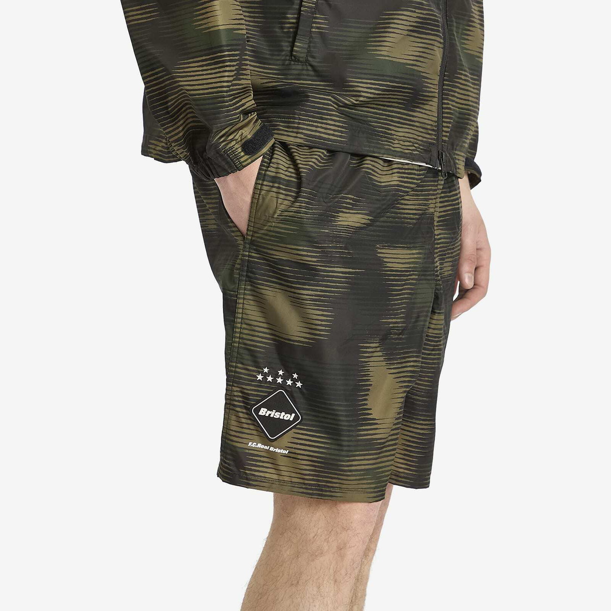 F.C. Real Bristol Men's Speed Camo Easy Shorts in Woodland