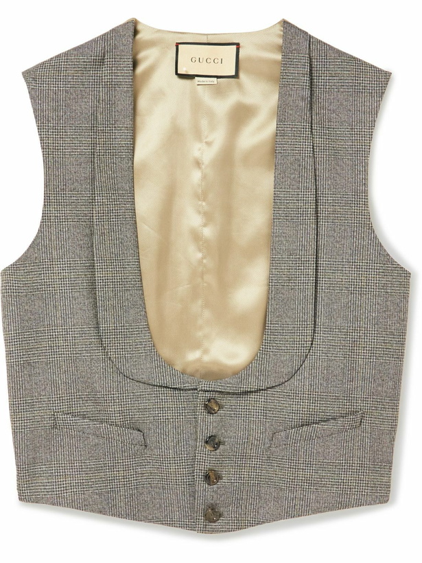 Photo: GUCCI - Checked Wool and Satin Waistcoat - Neutrals