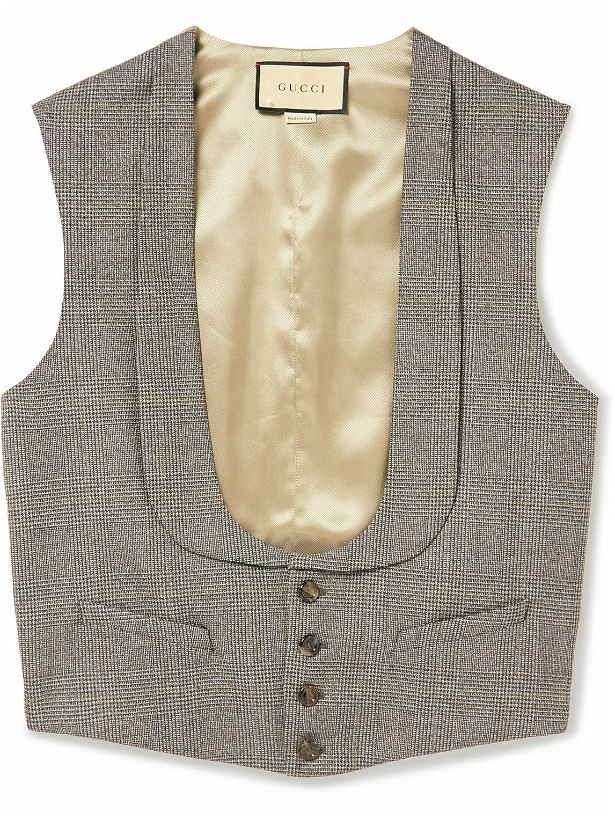 Photo: GUCCI - Checked Wool and Satin Waistcoat - Neutrals
