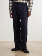 Mr P. - Wide-Leg Pleated Wool-Fresco Trousers - Blue