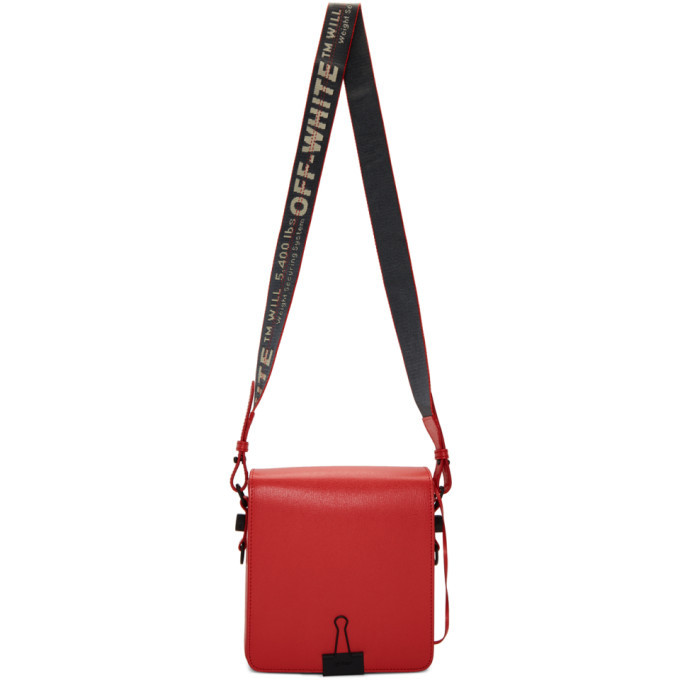 Off White Red Binder Clip Bag