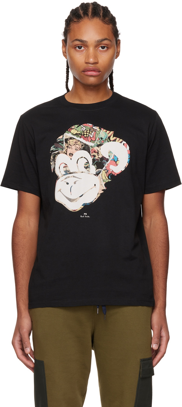 PS by Paul Smith Black Comic Strip Monkey T-Shirt PS by Paul Smith