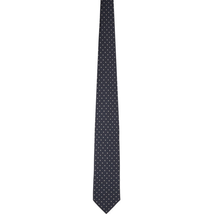 Photo: Brioni Navy Silk Dot Tie