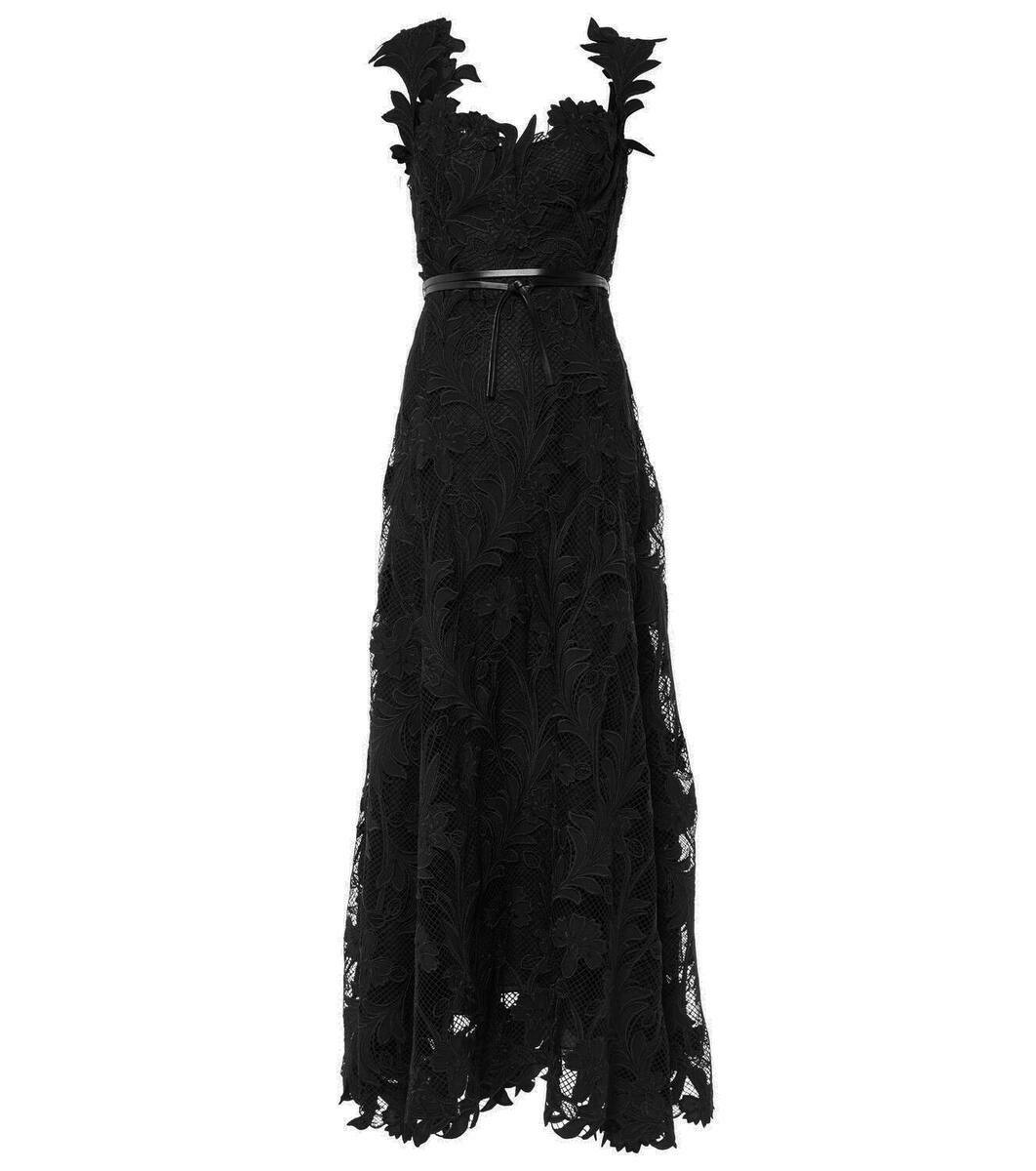 Oscar de la Renta Marbled Carnation Guipure lace bustier gown Oscar de la Renta Oscar de la Renta Marbled Carnation Guipure lace bustier gown Oscar de la Renta