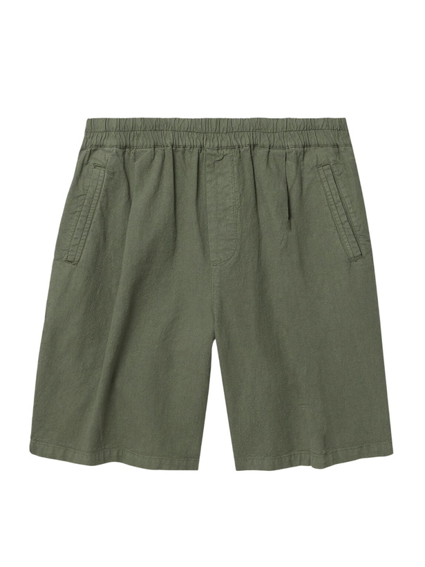 Photo: Folk - Assembly Wide-Leg Cotton-Blend Shorts - Green