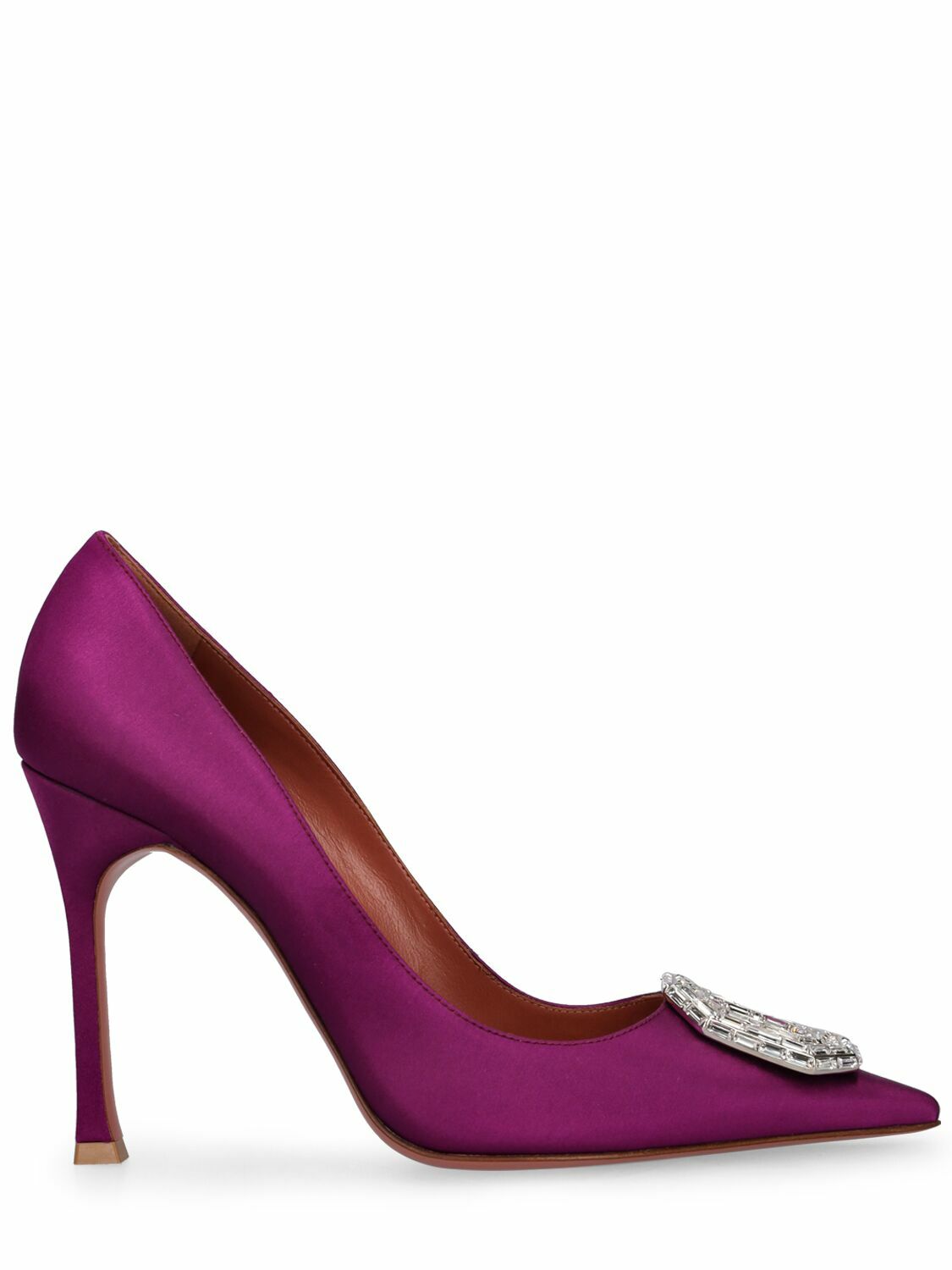 Amina Muaddi Women Fuchsia Satin Camelia Ballerinas