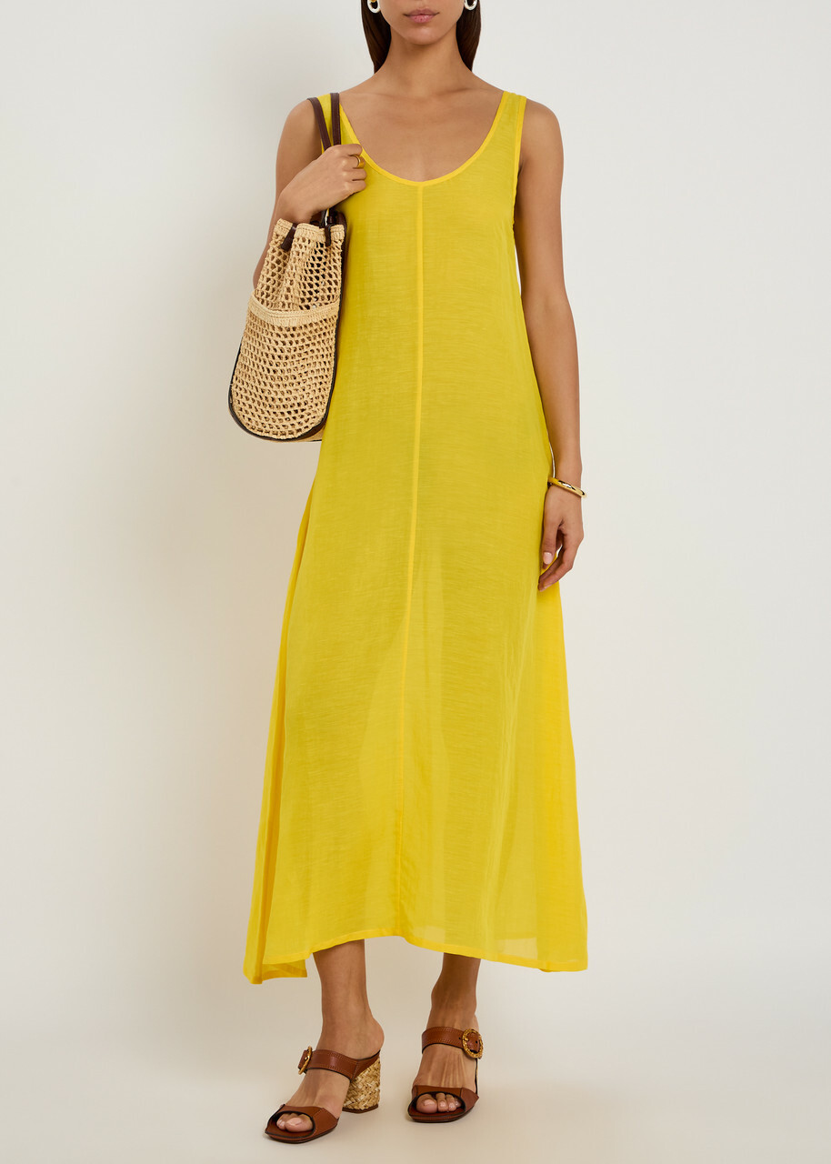 Giuliva Heritage Priscilla Sheer Woven Midi Dress Yellow
