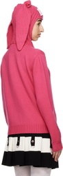 Charles Jeffrey LOVERBOY Pink Merino Rabbit Balaclava Hoodie