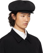 YOHJI YAMAMOTO Black Wool Gabardine Cap