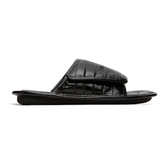 Photo: Balenciaga Black Croc Slides