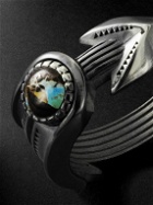 Jacques Marie Mage - Natrona Limited Edition Burnished Silver and Blackjack Turquoise Ring - Gray