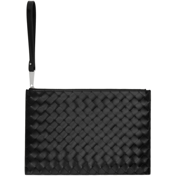 Photo: Bottega Veneta Black Medium Intreccicato Pouch