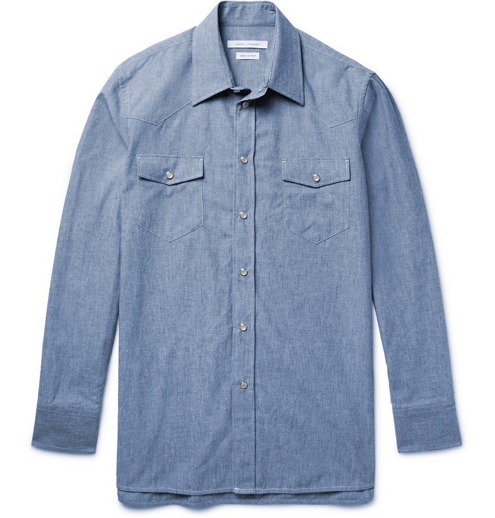 Photo: Marc Jacobs - Slim-Fit Cotton-Chambray Western Shirt - Men - Blue