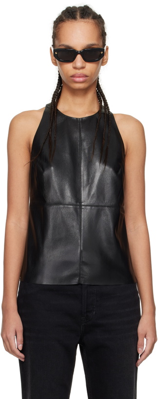 Photo: Nanushka Black Teza Faux-Leather Tank Top