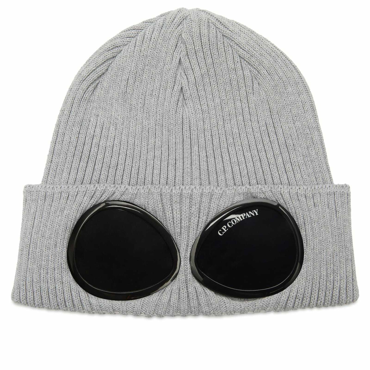 C.P. Company Men's Cotton Goggle Beanie in Grey Melange 