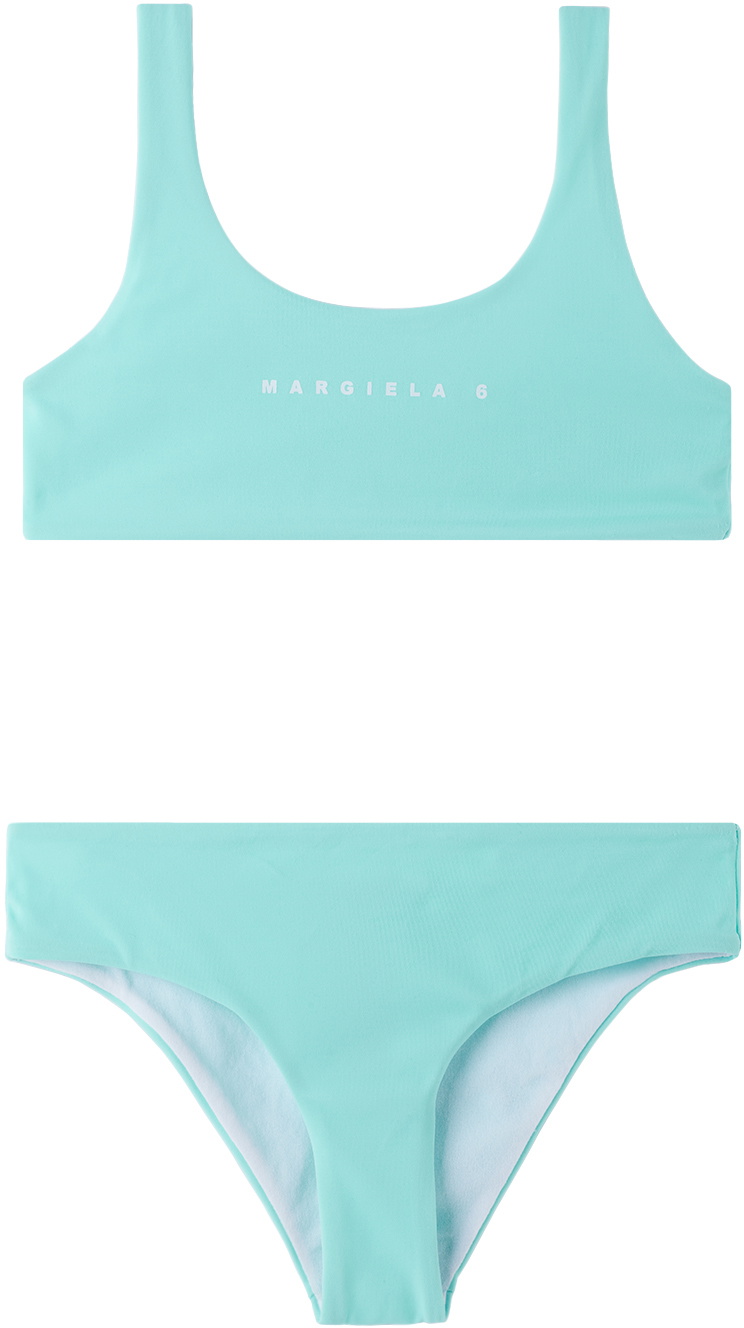 MM6 Maison Margiela Kids Blue Printed Bikini