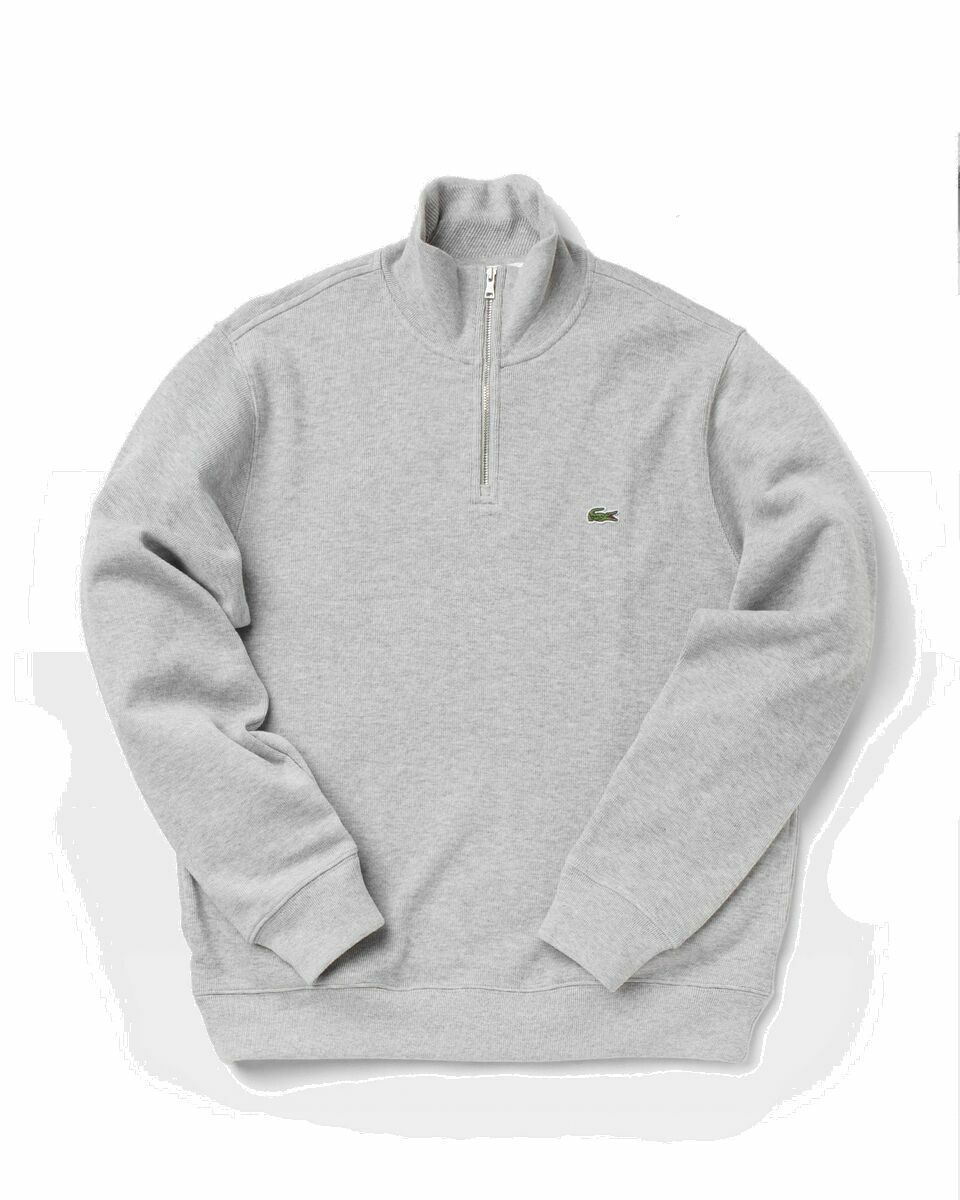 Photo: Lacoste Zippered Stand Up Collar Sweatshirt Grey - Mens - Pullovers