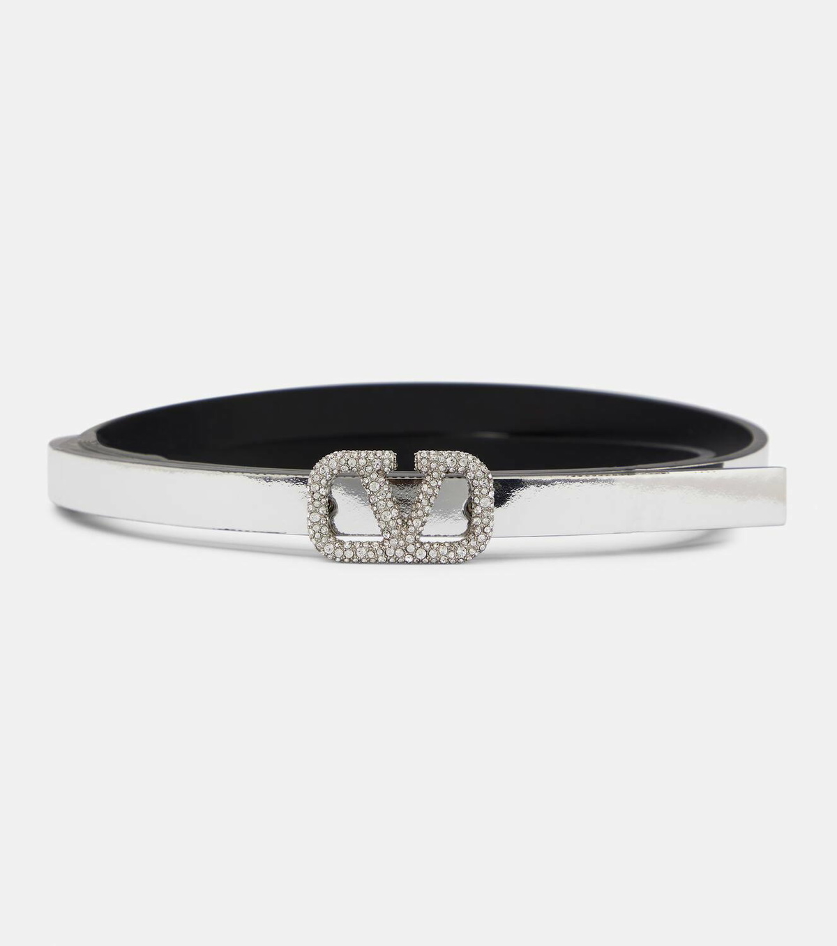Valentino Garavani unisex mirrored V logo plaque leather belt NEW Valentino Garavani VLogo Signature 10 mirrored leather belt  main image 3