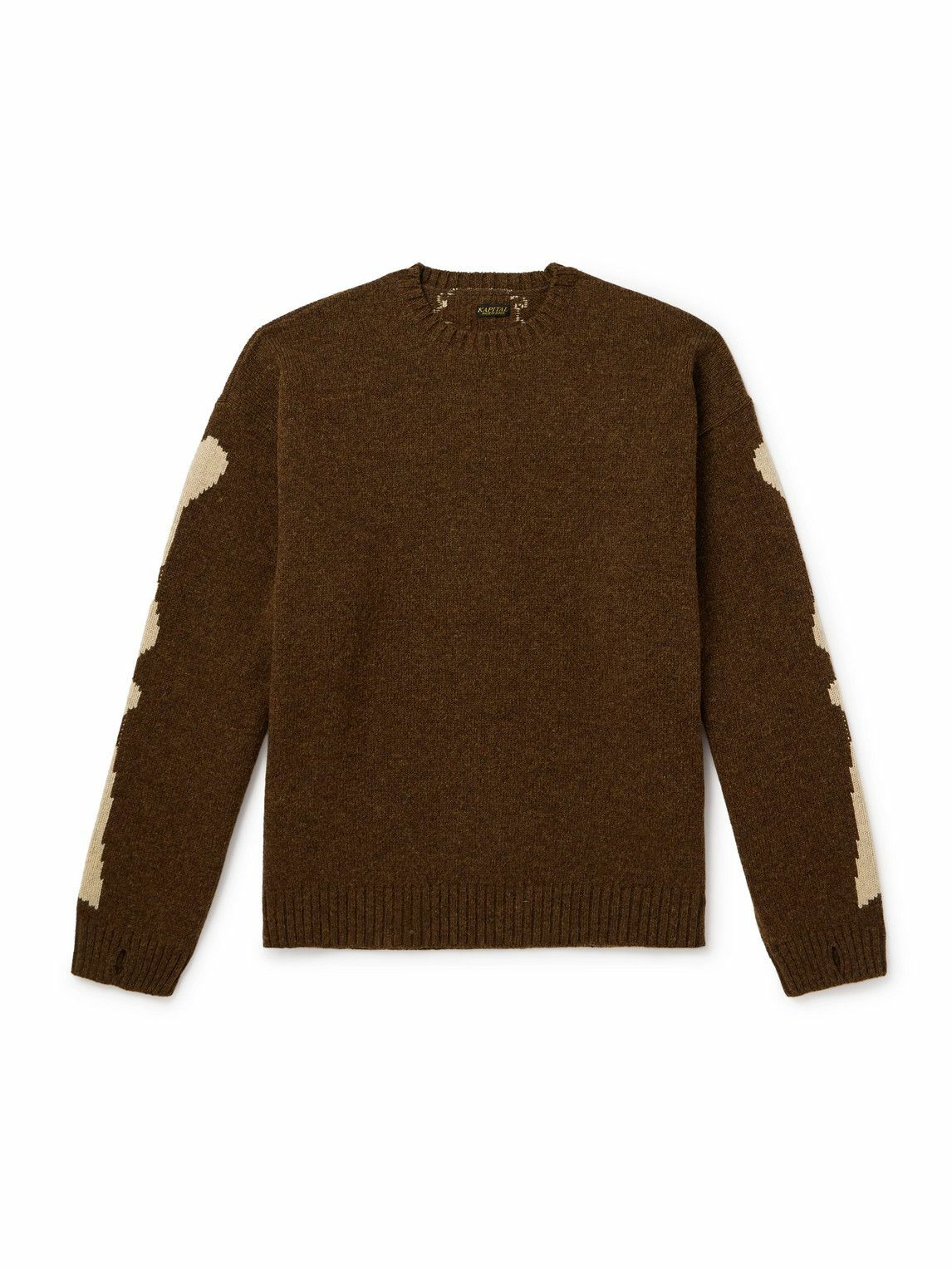 KAPITAL - Oversized Intarsia Wool Sweater - Brown KAPITAL