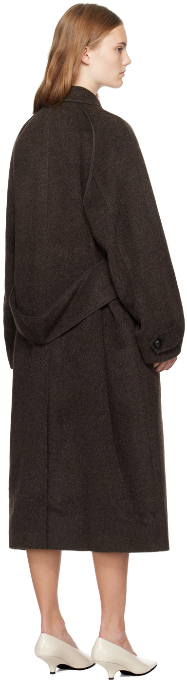UMBER POSTPAST Brown Wool Raglan Long Coat