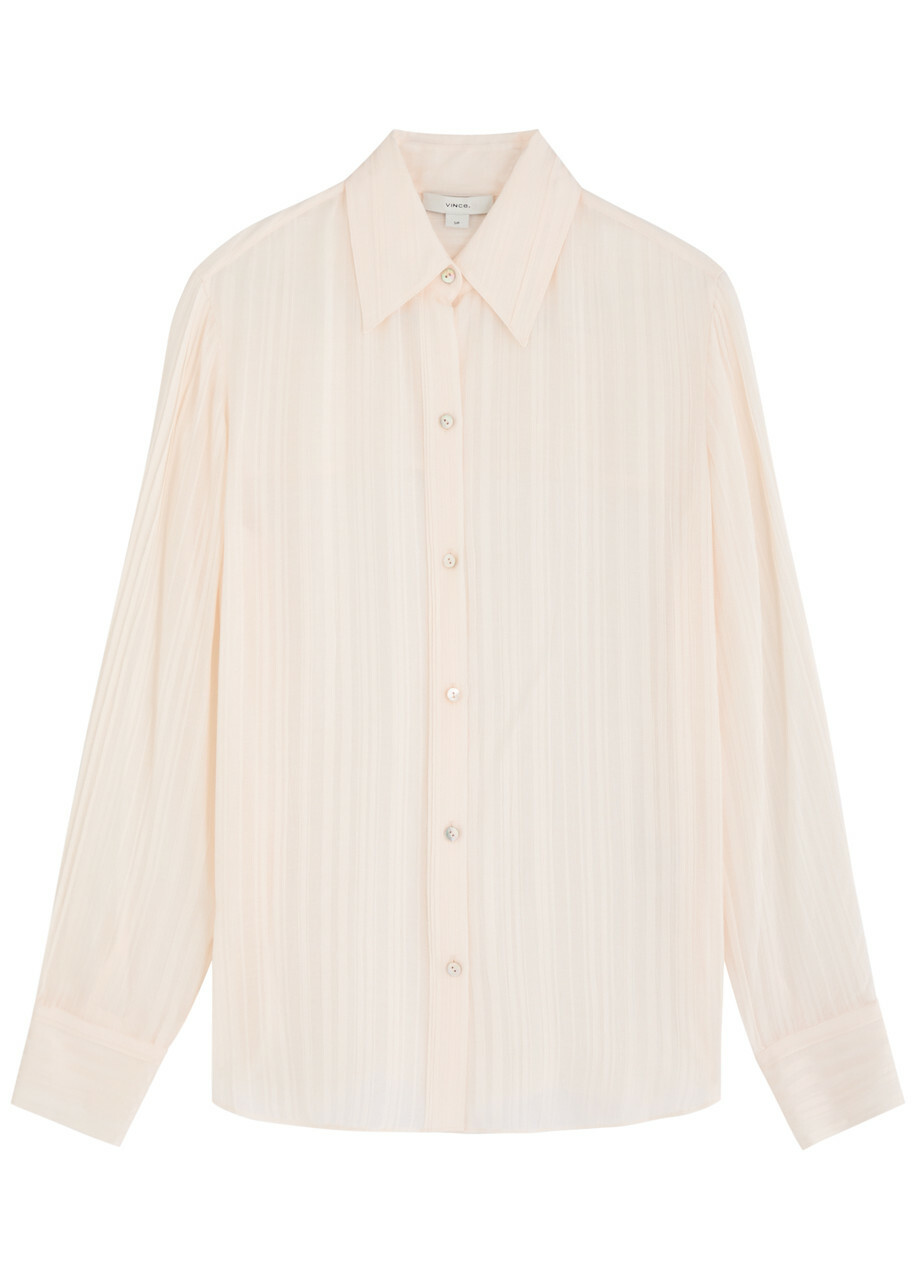 Vince Striped Woven Shirt Cream