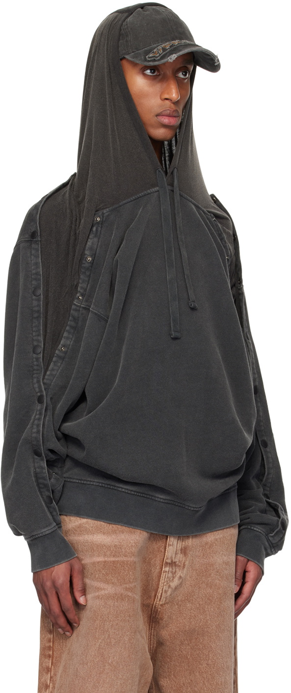 小物 y/project , over hoodie Y/Project Black Snap Insert Hoodie Y/Project