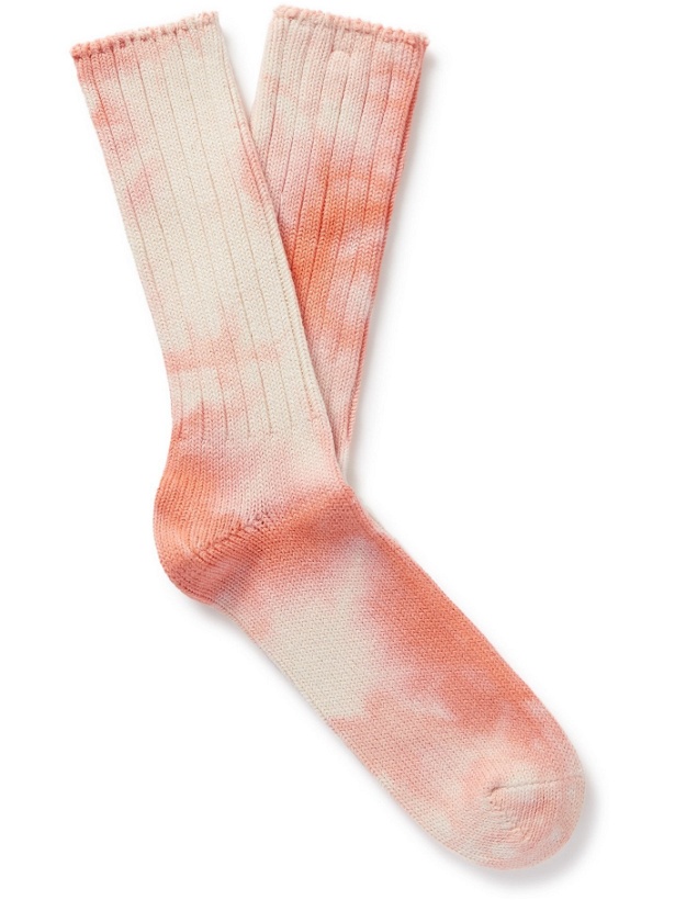 Photo: Anonymous Ism - Tie-Dyed Cotton-Blend Socks - Orange