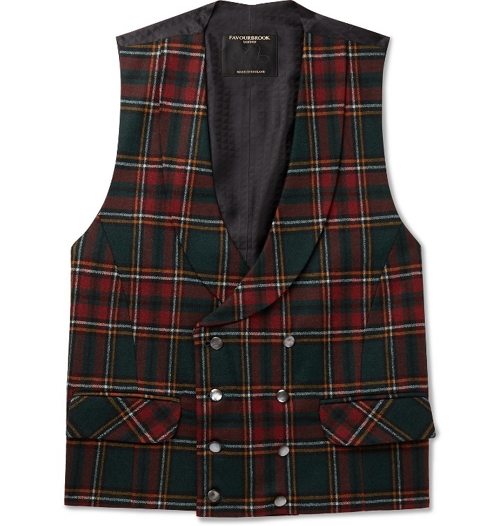 Photo: Favourbrook - Dunrobin Slim-Fit Double-Breasted Prince of Wales Checked Wool-Blend Waistcoat - Multi