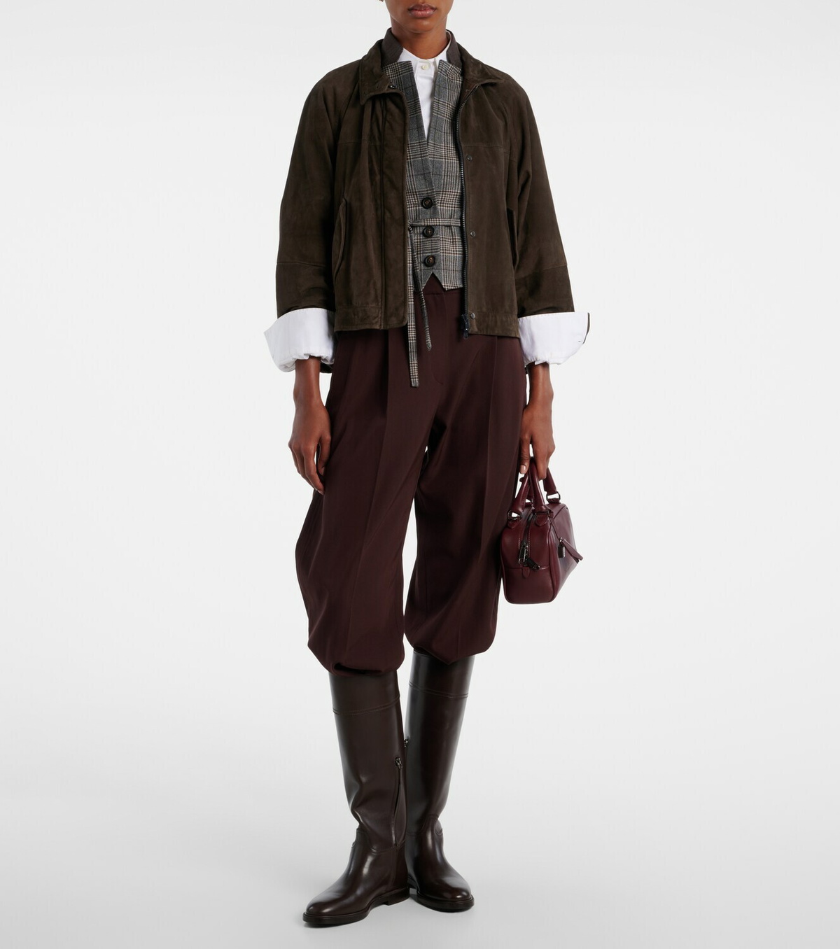 Brunello Cucinelli Belted checked virgin wool vest