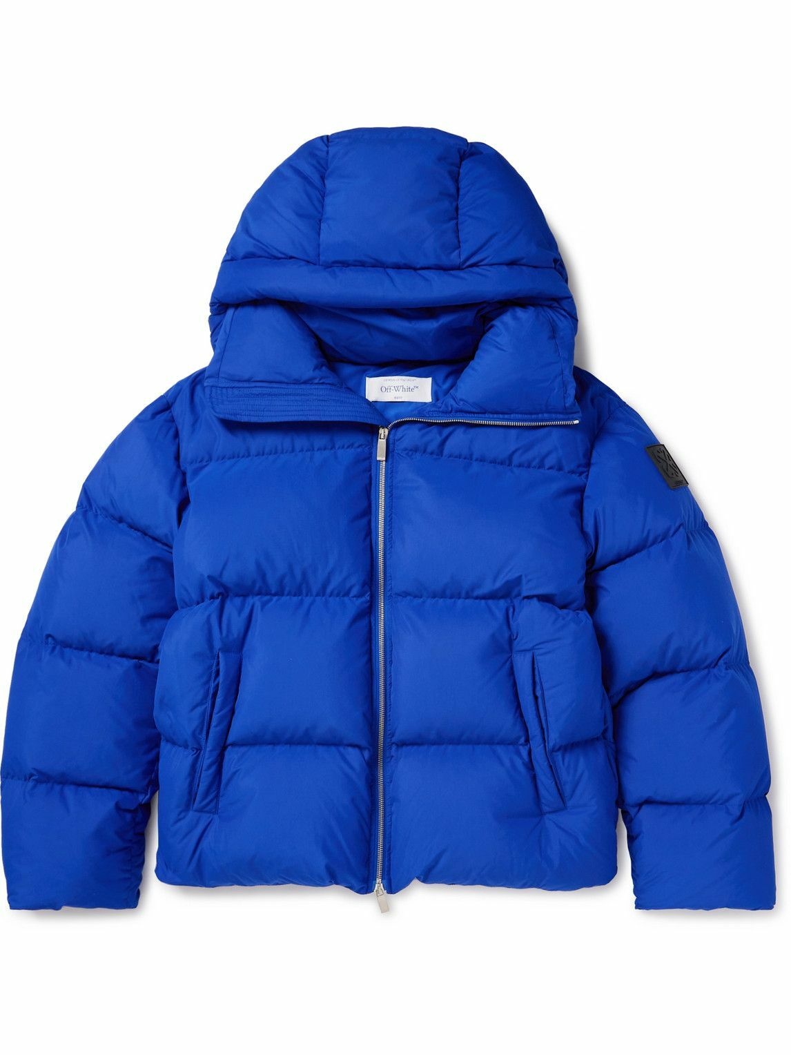 Photo: Off-White - Logo-Appliquéd Quilted Shell Hooded Down Jacket - Blue