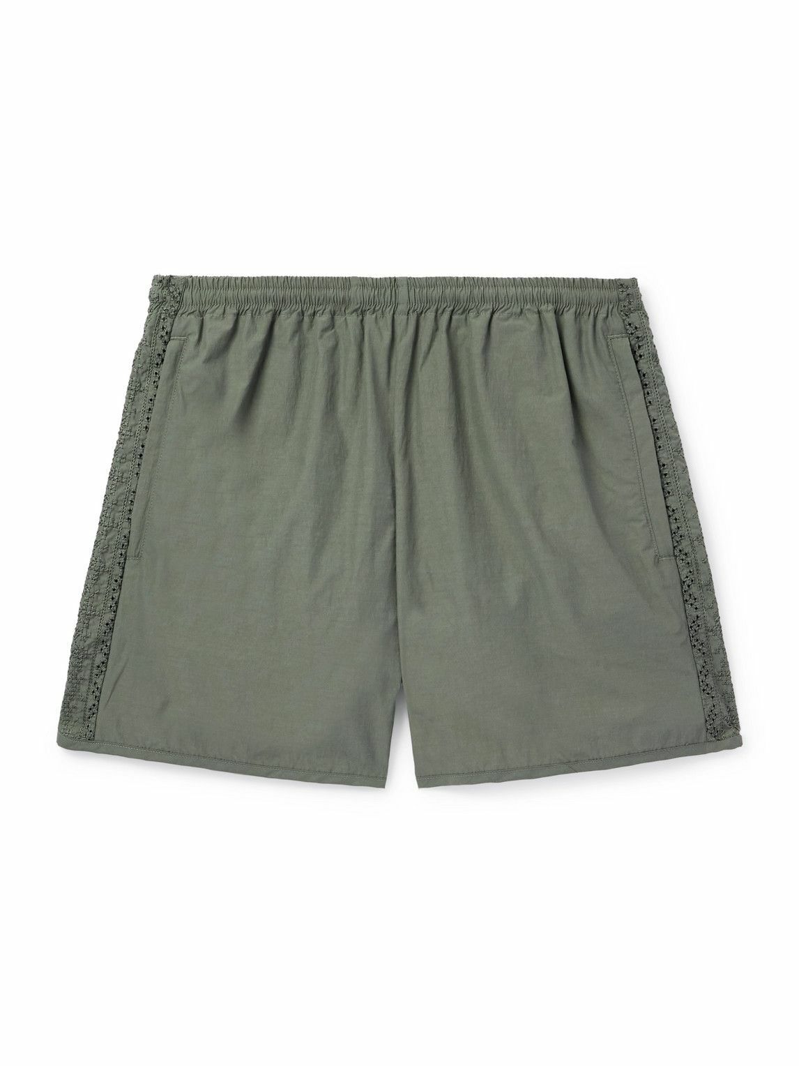 A Kind Of Guise - Bibile Straight-Leg Embroidered Recycled-Shell Shorts - Green